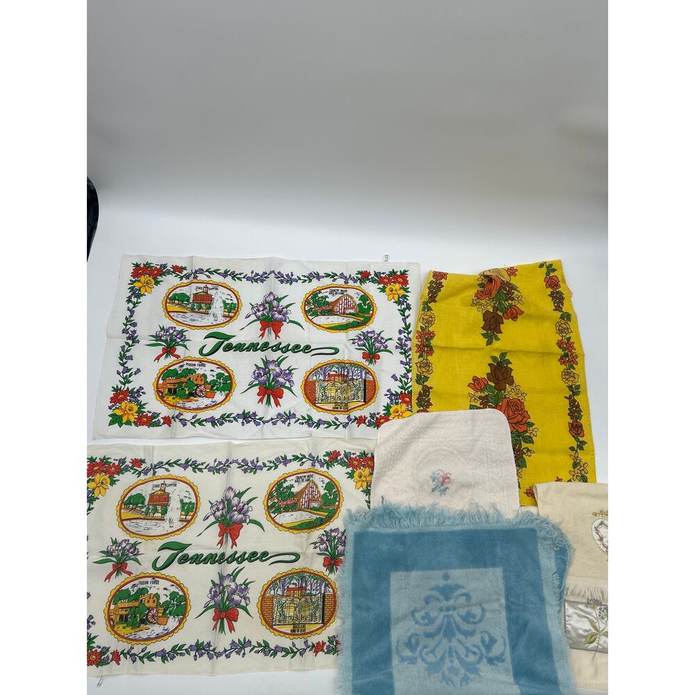 Lot of 7 Vintage Hand Towels Dish Towels Tennessee Souvenirs Fieldcrest AS IS